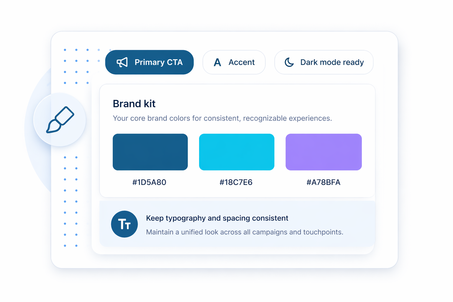 Brand kit and custom colors—product preview